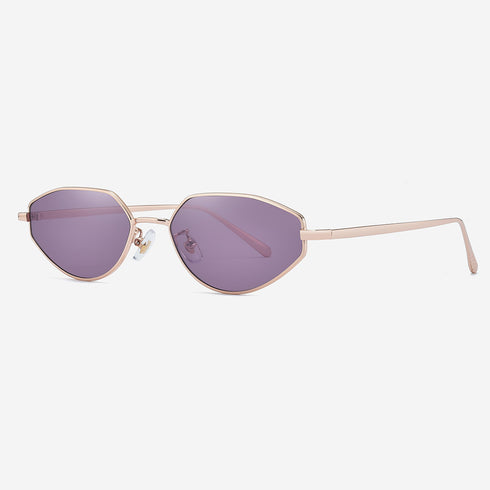 Narrow Geometric Rim Metal Sunglasses 7096